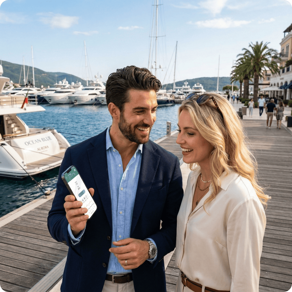 Boat owners viewing the Boat Buddy remote cellular marine monitoring dashboard app